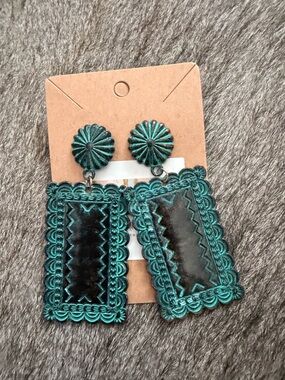 Turquoise Patina Statement Earrings